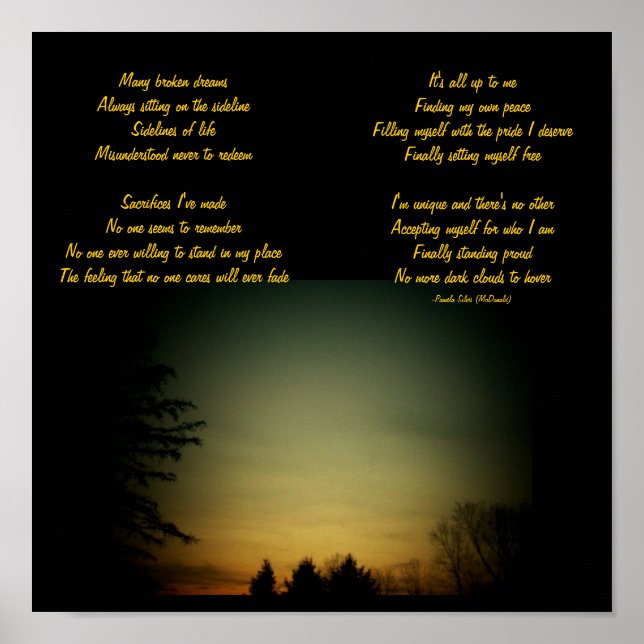 Póster Muchos sueños rotos... Poema/letras Poster por mí (Frente)