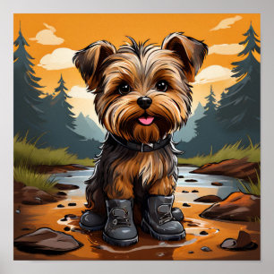 Póster Muddy Paws, Happy Heart: Yorkie in Boots Wall Art