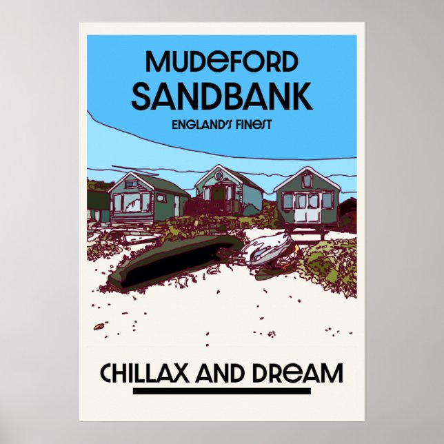 Póster Mudeford Sandbank English Beach Art (Frente)