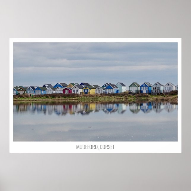 Póster Mudeford Spit Beach Huts, Christchurch, Inglaterra (Frente)