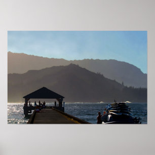 Póster Muelle de la bahía de Hanalei, Kauai, Hawái