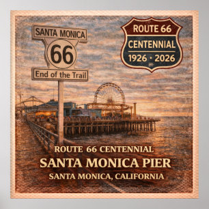 Póster Muelle de Santa Mónica Centenario California