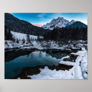 Póster Muelles de Zelenci al atardecer