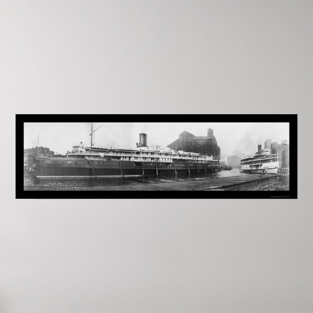 Póster Muelles para botes de búfalo, foto de NY 1909 (Frente)