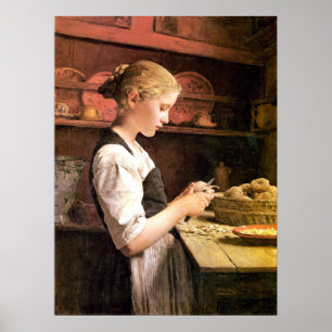Póster Muere el chica de kleine Kartoffelschälerin que