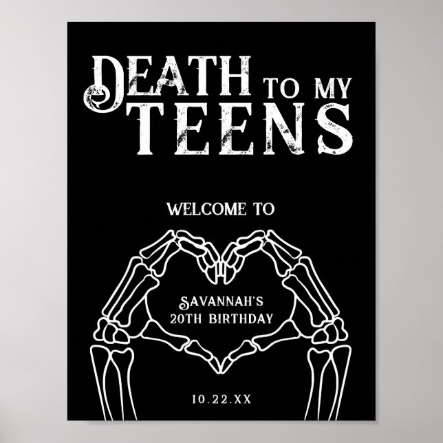 Póster Muerte a mis Adolescentes Tendance Gótica Cumpleañ (Frente)