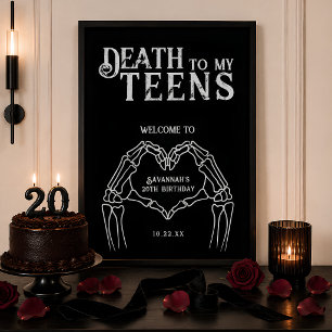 Póster Muerte a mis Adolescentes Tendance Gótica Cumpleañ