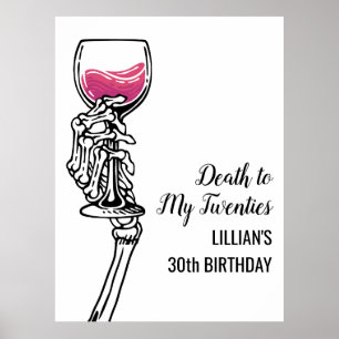 Póster Muerte al vino de cumpleaños de mis 20