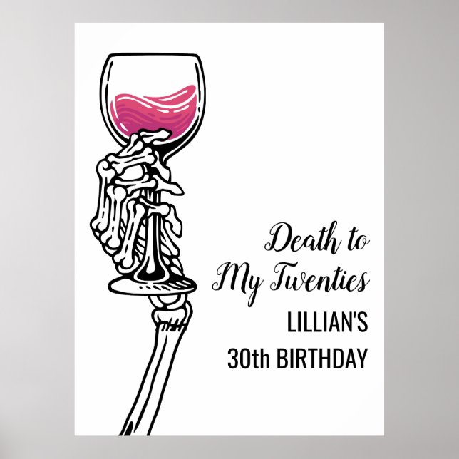 Póster Muerte al vino de cumpleaños de mis 20 (Frente)