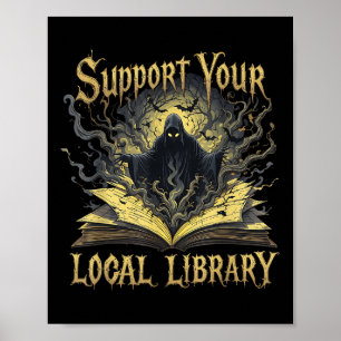 Póster Muerte Apoyo gótico a los amantes de su biblioteca