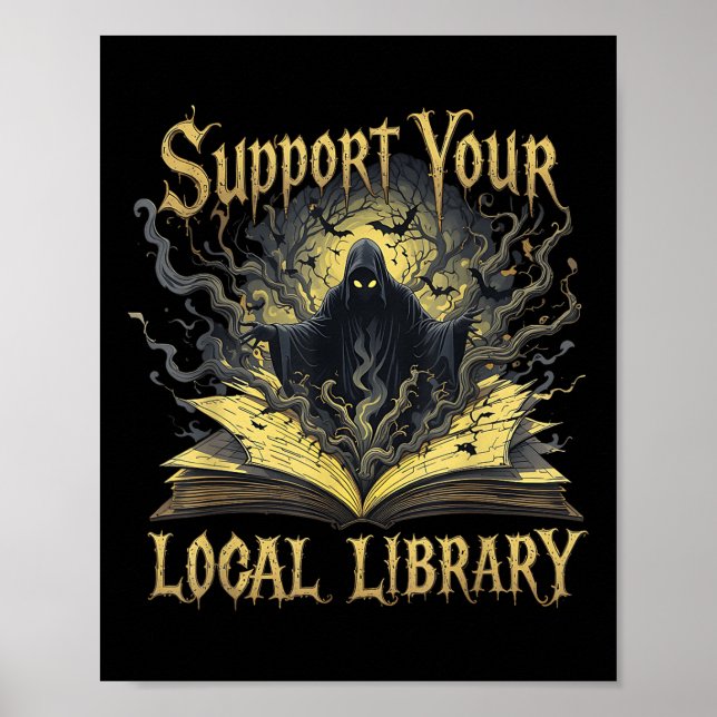 Póster Muerte Apoyo gótico a los amantes de su biblioteca (Frente)
