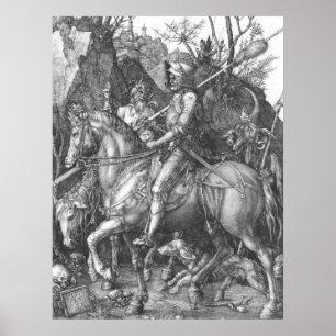 Póster Muerte del caballero de Albrecht Durer y el diablo