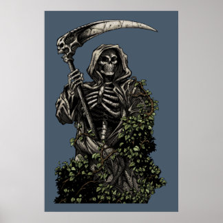 Póster Muerte - Malvado esqueleto paro paro con Scythe