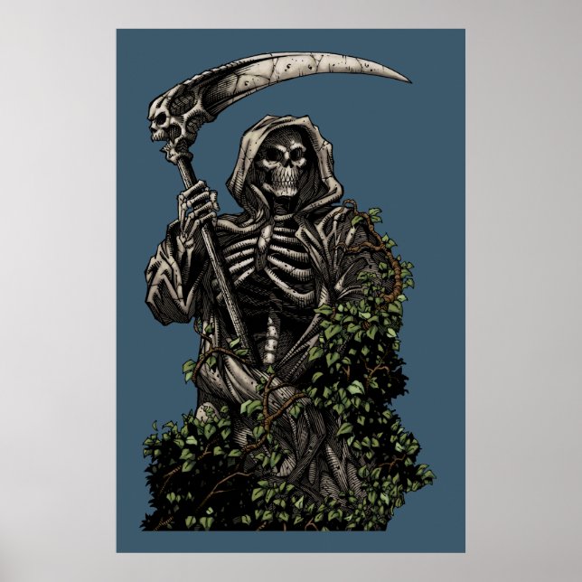 Póster Muerte - Malvado esqueleto paro paro con Scythe (Frente)