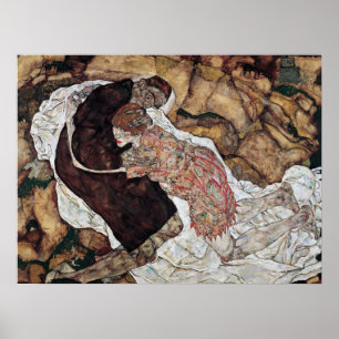 Póster muerte y chica pintura por Egon Schiele
