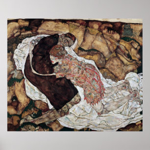 Póster muerte y pintura chica de Egon Schiele