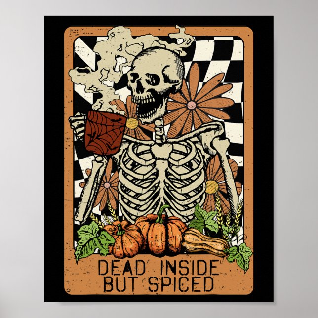 Póster Muerto dentro pero picado Skeleton Groovy Hallowee (Frente)