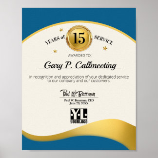Póster Muestra de certificado de aniversario de empleado