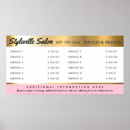 Póster Muestra de precios de servicio de salón de estilo 