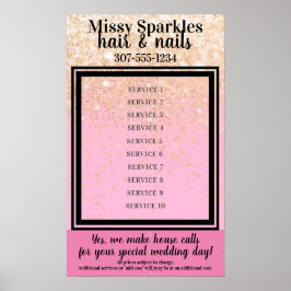 Póster Muestra de precios de servicios de salón de bellez