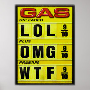 Póster Muestra divertida del precio de la gasolina