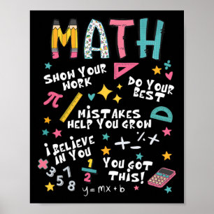 Póster Muestra tu trabajo divertido profesor de matemátic
