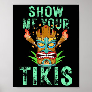 Póster Muéstrame tu trapo Tikis Funny Hawai Aloha Luau