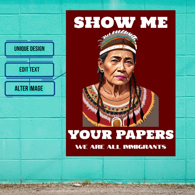 Póster Muéstrame tus papeles, mujer inmigrante (Remember that you can INSTANT DOWNLOAD. Look for other variations in the collection.)
