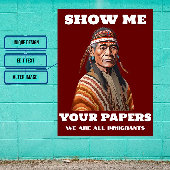 Póster Muéstreme sus papeles Inmigración masculina (Remember that you can INSTANT DOWNLOAD. Look for other variations in the collection.)