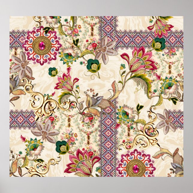 Póster Mughal Floral Paisley (Frente)