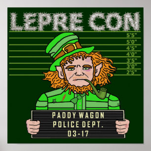 Póster Mugshot divertido de Leprecon del Leprechaun