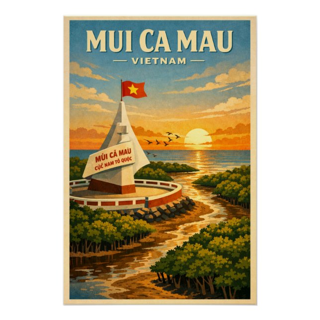 Póster Mui Ca Mau, Vietnam, in a classic retro (Anverso)