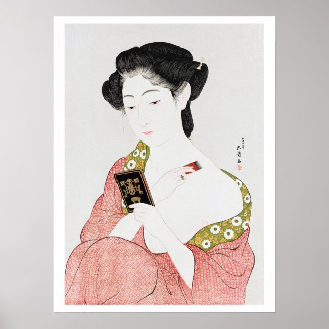 Póster Mujer a maquillaje, Goyō Hashiguchi (Frente)