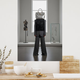 Póster Mujer abstracta con bolsa en la cabeza