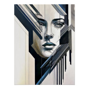 Póster Mujer abstracta geométrica