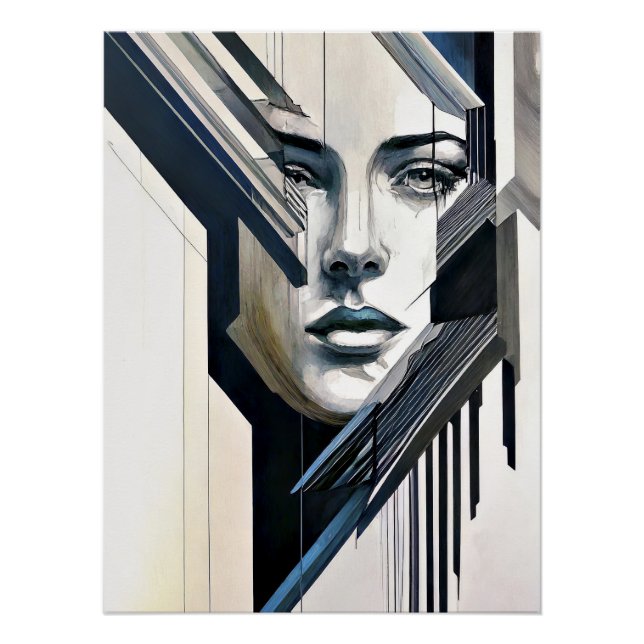 Póster Mujer abstracta geométrica (Anverso)