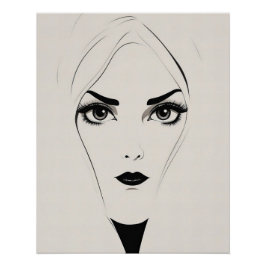 Póster Mujer abstracta negrita negra y blanca