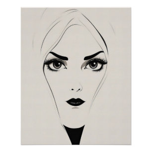 Póster Mujer abstracta negrita negra y blanca