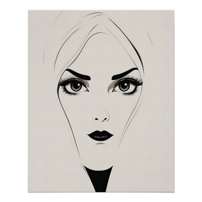 Póster Mujer abstracta negrita negra y blanca (Anverso)