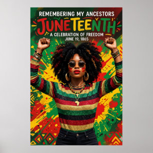 Póster Mujer Afra Juneteenth , Chica Negra Melanina