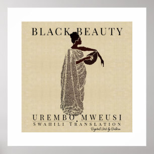 Póster Mujer africana de belleza negra con herencia de ta