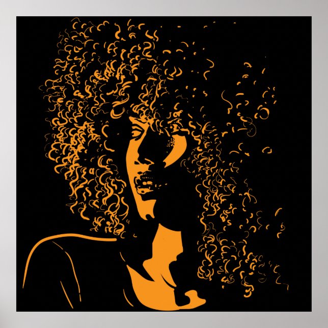 Póster Mujer africana de bonito con retrato de pelo afro (Frente)