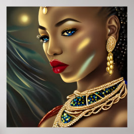 Póster Mujer africana exótica impresionante joya roja