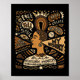 Póster Mujer africana Mes de historia negra hombres mujer