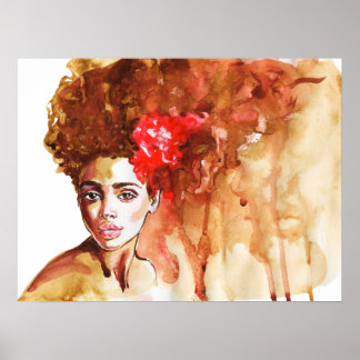 Póster Mujer africana. Obra acuarela, pintura