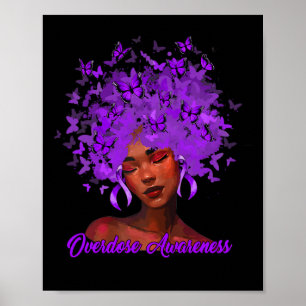 Póster Mujer Afroamericana Africana Afro Cinta Morada Sob