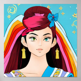 Póster Mujer animadora exótica, alta costura