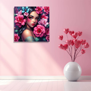 Póster Mujer Anime Hispana Hermosa