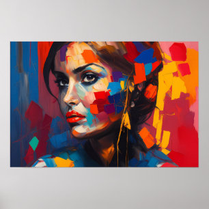 Póster - Mujer Arcoíris Abstracta