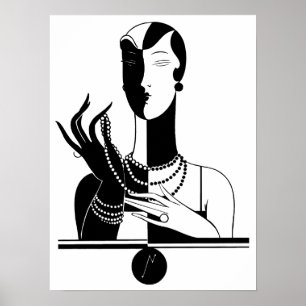 Póster Mujer Art Deco